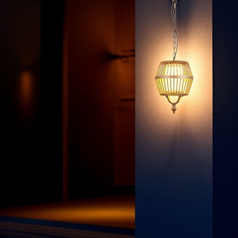 Contemporary Industrial Waterproof Solar Aluminum Glass Lantern Round LED Pendant Light For Outdoor Patio