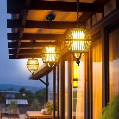 Contemporary Industrial Waterproof Solar Aluminum Glass Lantern Round LED Pendant Light For Outdoor Patio