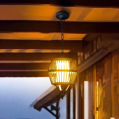 Contemporary Industrial Waterproof Solar Aluminum Glass Lantern Round LED Pendant Light For Outdoor Patio