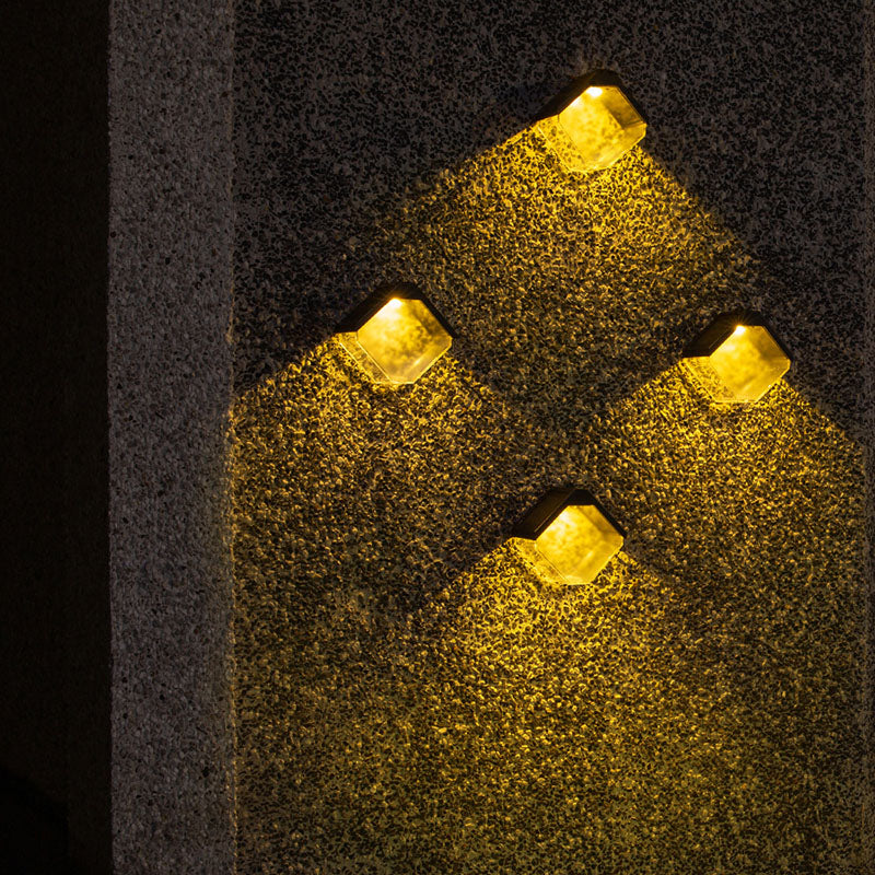 Modern Art Deco Waterproof Solar ABS PC Metal Square Wall-mounted And Portable Light-Controlled Sensing LED Wall Sconce Lamp For Garden