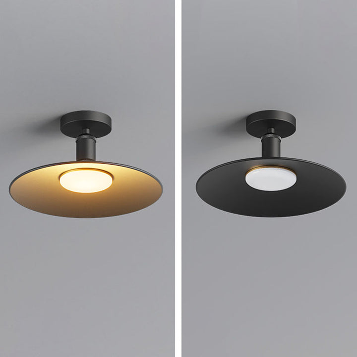 Contemporary Industrial Waterproof Aluminum Round 1-Light Semi-Flush Mount Ceiling Light For Outdoor Patio