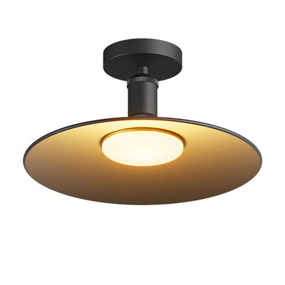 Contemporary Industrial Waterproof Aluminum Glass Round LED Semi-Flush Mount Ceiling Light For Outdoor Patio
