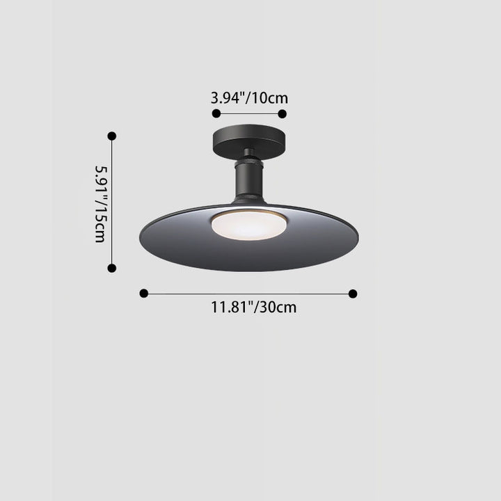 Contemporary Industrial Waterproof Aluminum Round 1-Light Semi-Flush Mount Ceiling Light For Outdoor Patio