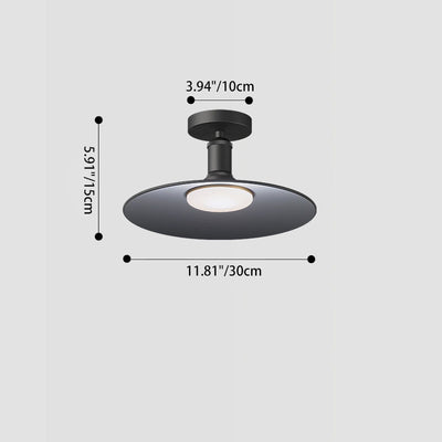 Contemporary Industrial Waterproof Aluminum Glass Round LED Semi-Flush Mount Ceiling Light For Outdoor Patio