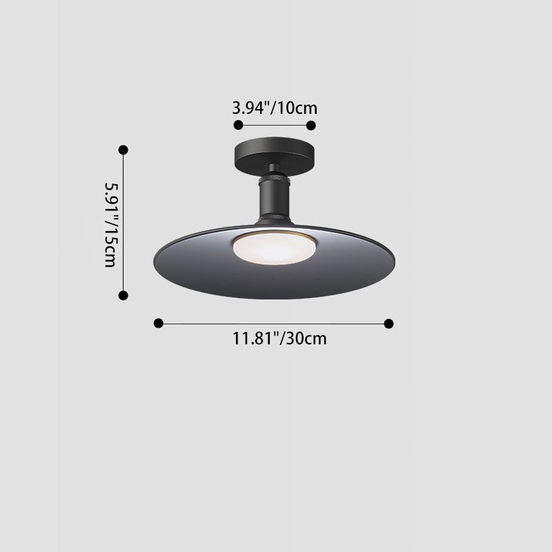 Contemporary Industrial Waterproof Aluminum Glass Round LED Semi-Flush Mount Ceiling Light For Outdoor Patio