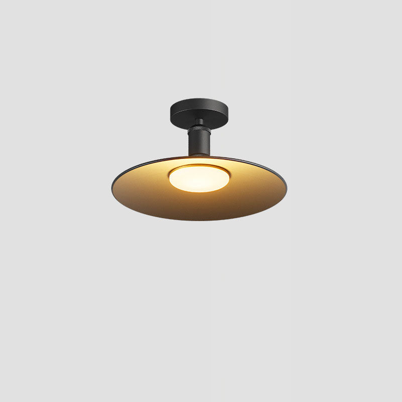 Contemporary Industrial Waterproof Aluminum Glass Round LED Semi-Flush Mount Ceiling Light For Outdoor Patio
