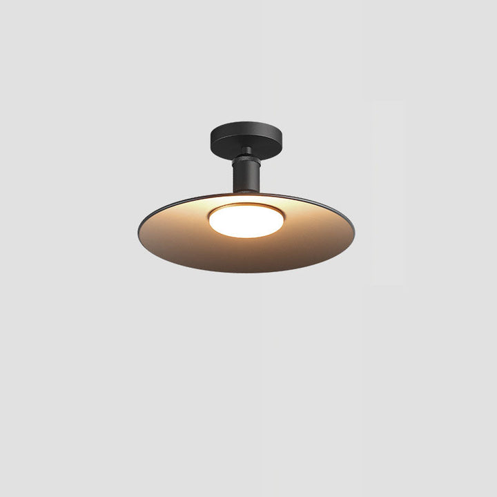 Contemporary Industrial Waterproof Aluminum Round 1-Light Semi-Flush Mount Ceiling Light For Outdoor Patio