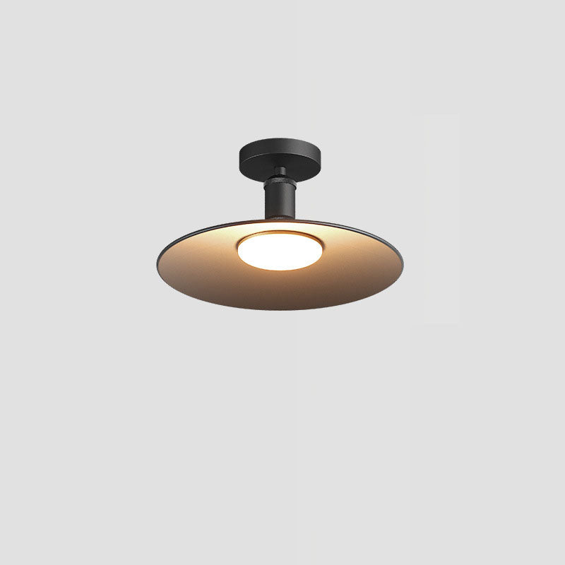Contemporary Industrial Waterproof Aluminum Glass Round LED Semi-Flush Mount Ceiling Light For Outdoor Patio