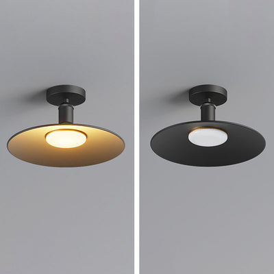 Contemporary Industrial Waterproof Aluminum Glass Round LED Semi-Flush Mount Ceiling Light For Outdoor Patio