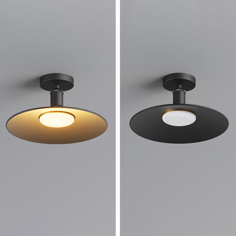 Contemporary Industrial Waterproof Aluminum Glass Round LED Semi-Flush Mount Ceiling Light For Outdoor Patio