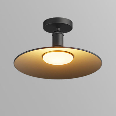 Contemporary Industrial Waterproof Aluminum Glass Round LED Semi-Flush Mount Ceiling Light For Outdoor Patio