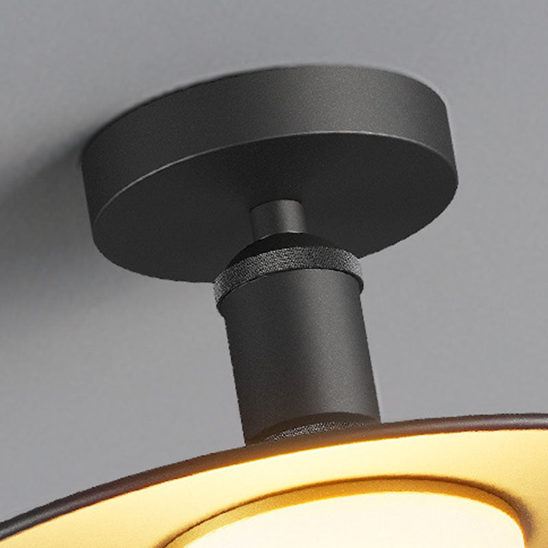 Contemporary Industrial Waterproof Aluminum Glass Round LED Semi-Flush Mount Ceiling Light For Outdoor Patio
