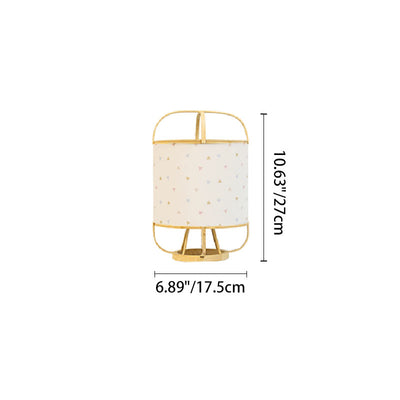 Traditional Japanese Bamboo Imitation Vellum Round 1-Light Table Lamp For Study