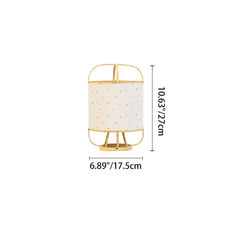 Traditional Japanese Bamboo Imitation Vellum Round 1-Light Table Lamp For Study