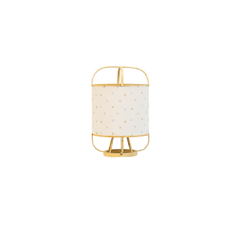 Traditional Japanese Bamboo Imitation Vellum Round 1-Light Table Lamp For Study