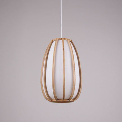 Traditional Japanese Bamboo Imitation Vellum Lantern 1-Light Pendant Light For Dining Room