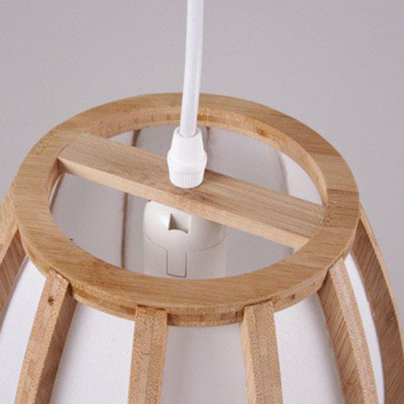 Traditional Japanese Bamboo Imitation Vellum Lantern 1-Light Pendant Light For Dining Room