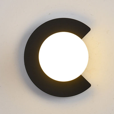 Modern Minimalist Iron Glass C-Shape Round 1-Light Wall Sconce Lamp For Living Room