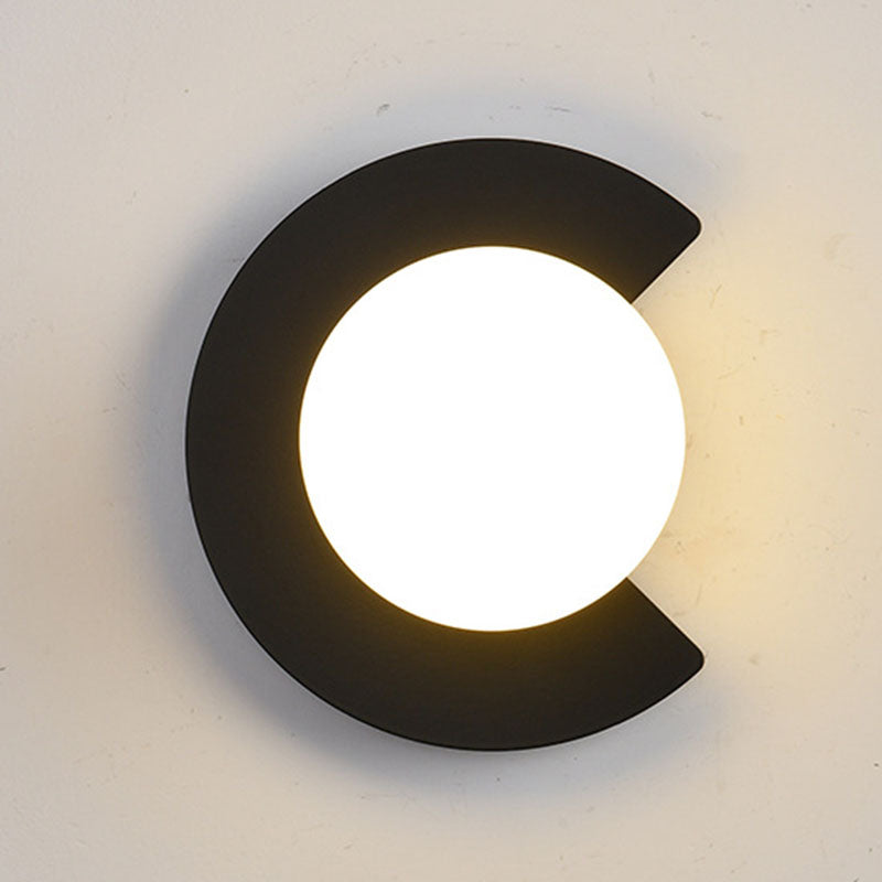 Modern Minimalist Iron Glass C-Shape Round 1-Light Wall Sconce Lamp For Living Room