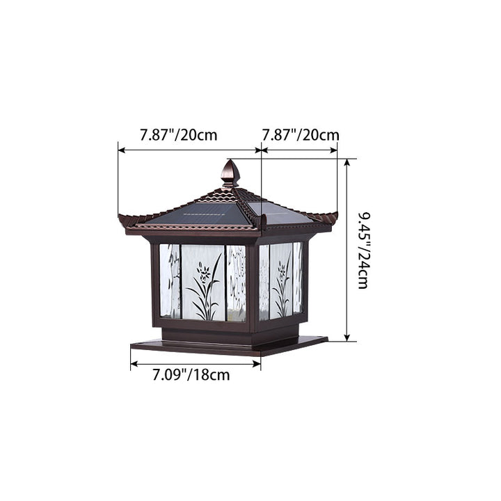 Traditional Chinese Waterproof Solar Aluminum Glass Square LED Landscape Lighting Outdoor Light For Outdoor Patio