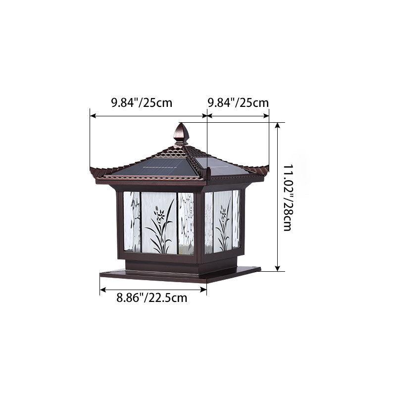 Traditional Chinese Waterproof Solar Aluminum Glass Square LED Landscape Lighting Outdoor Light For Outdoor Patio