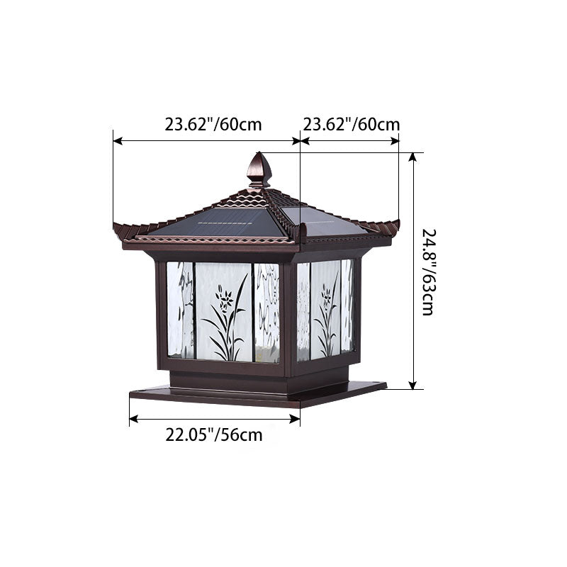 Traditional Chinese Waterproof Solar Aluminum Glass Square LED Landscape Lighting Outdoor Light For Outdoor Patio