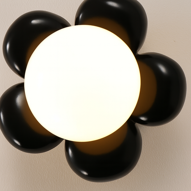 Contemporary Scandinavian Resin Iron Flower 1-Light Semi-Flush Mount Ceiling Light For Living Room