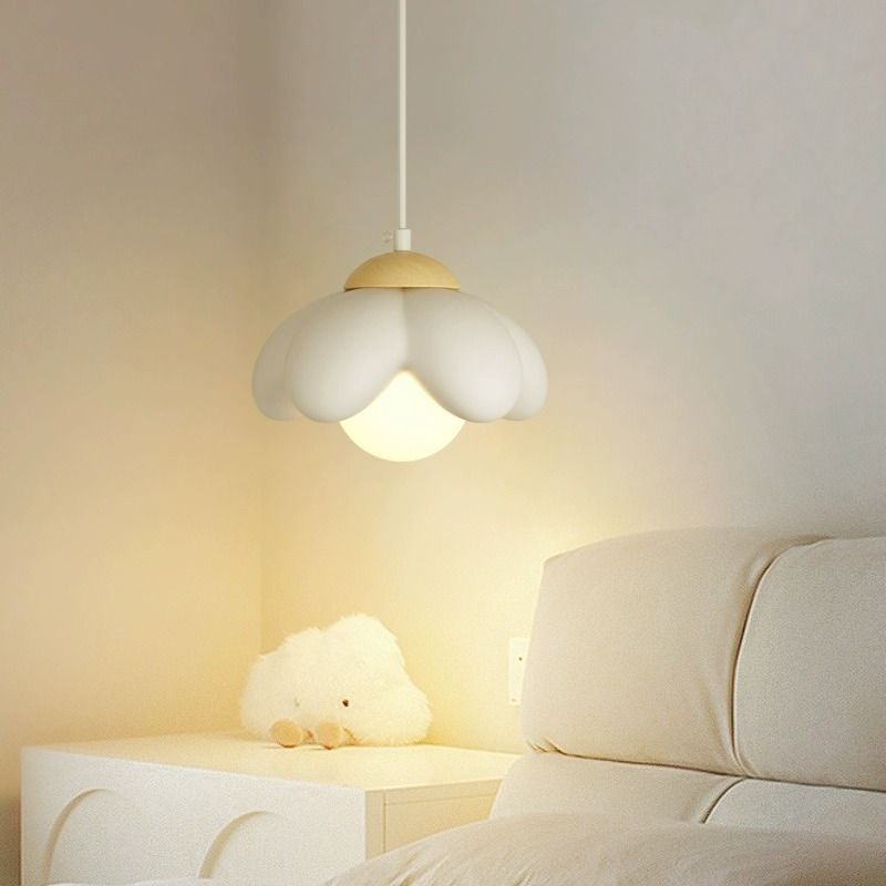 Suspension lumineuse contemporaine en résine et bois scandinave à 1 lumière pour salle à manger 