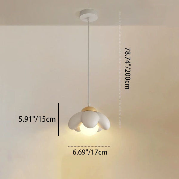 Contemporary Scandinavian Resin Wood Flower 1-Light Pendant Light For Dining Room