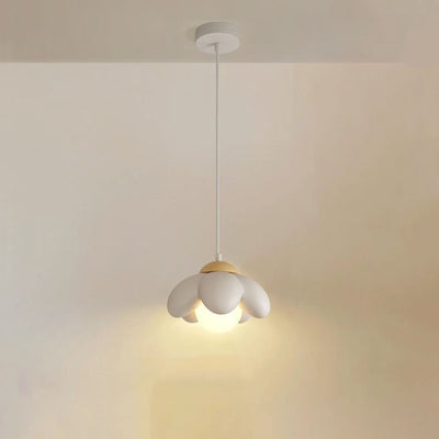 Contemporary Scandinavian Resin Wood Flower 1-Light Pendant Light For Dining Room