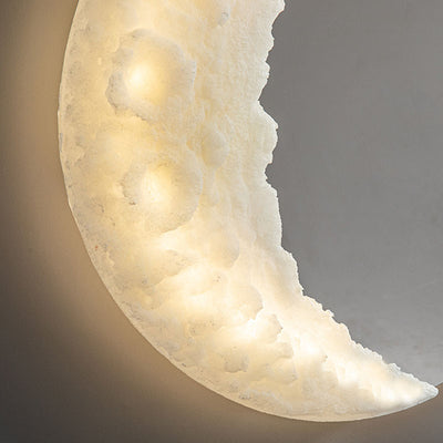 Modern Art Deco Resin Stainless Steel Moon LED Wall Sconce Lamp For Living Room