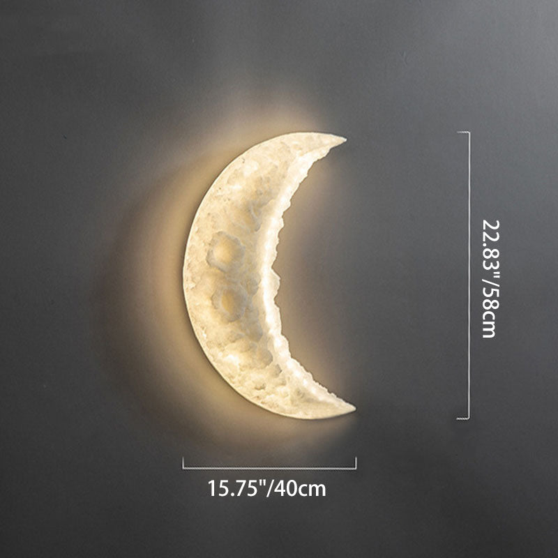Modern Art Deco Resin Stainless Steel Moon LED Wall Sconce Lamp For Living Room