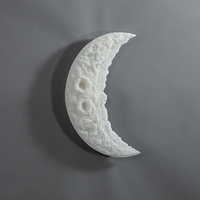 Modern Art Deco Resin Stainless Steel Moon LED Wall Sconce Lamp For Living Room