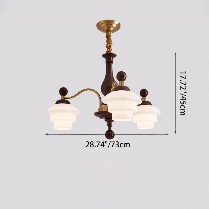 Traditional French Oak Copper Glass Round 1/3/6/8 Light Chandelier For Living Room