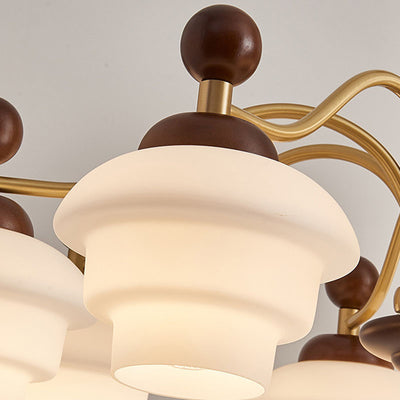 Traditional French Oak Copper Glass Round 1/3/6/8 Light Chandelier For Living Room