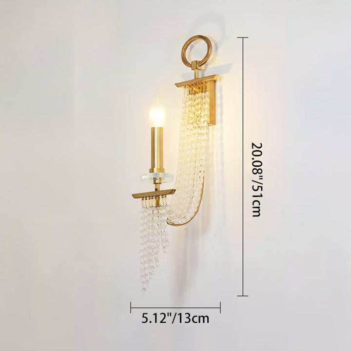 Applique murale contemporaine en fer et cristal de luxe pour bougie 1/2 lumière pour salon 