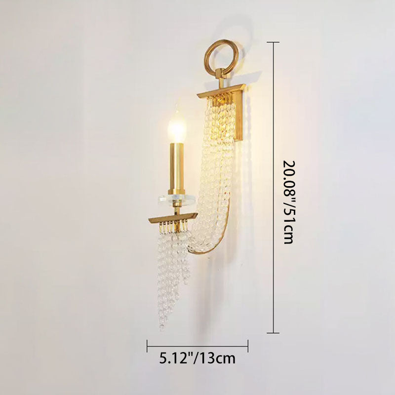 Contemporary Luxury Iron Crystal Candle 1/2 Light Wall Sconce Lamp For Living Room