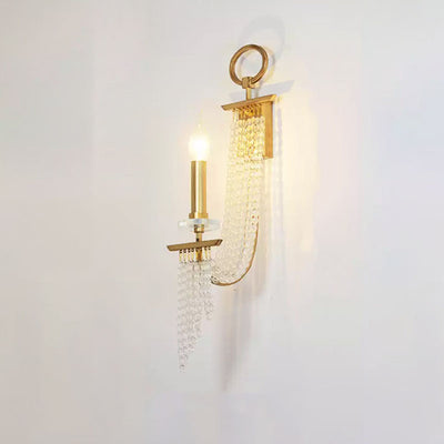 Contemporary Luxury Iron Crystal Candle 1/2 Light Wall Sconce Lamp For Living Room