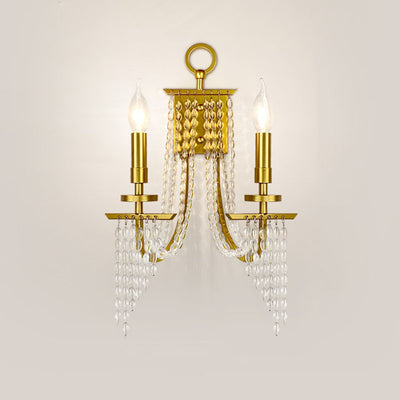 Contemporary Luxury Iron Crystal Candle 1/2 Light Wall Sconce Lamp For Living Room