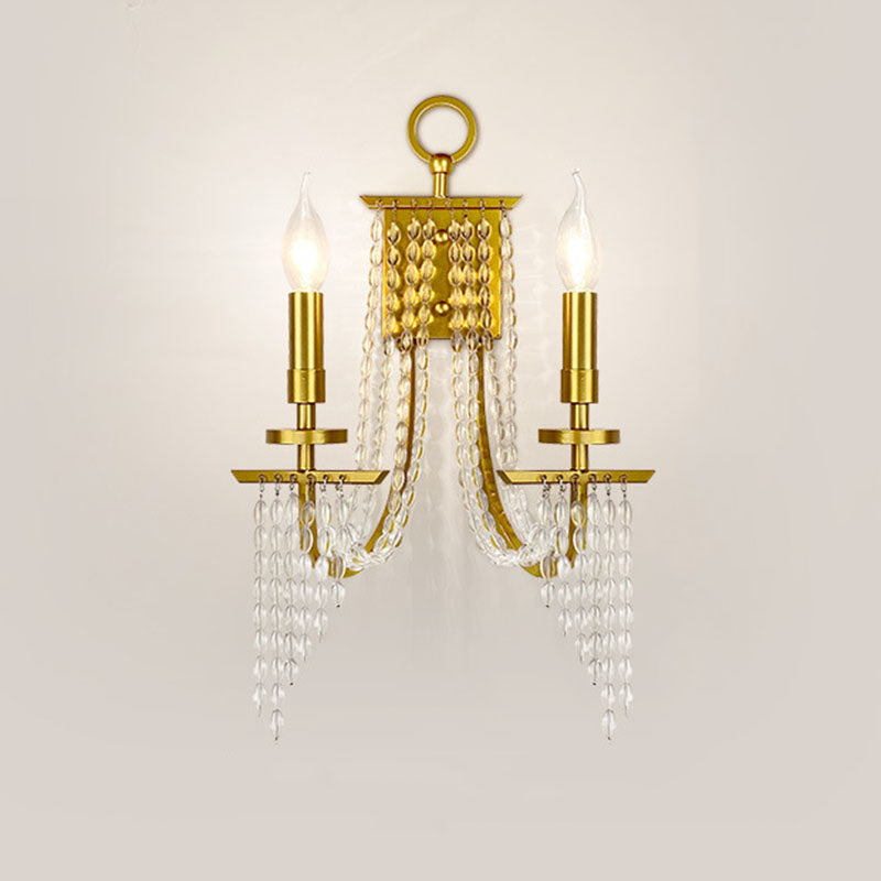 Contemporary Luxury Iron Crystal Candle 1/2 Light Wall Sconce Lamp For Living Room