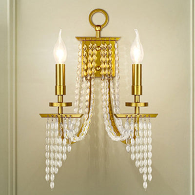 Contemporary Luxury Iron Crystal Candle 1/2 Light Wall Sconce Lamp For Living Room