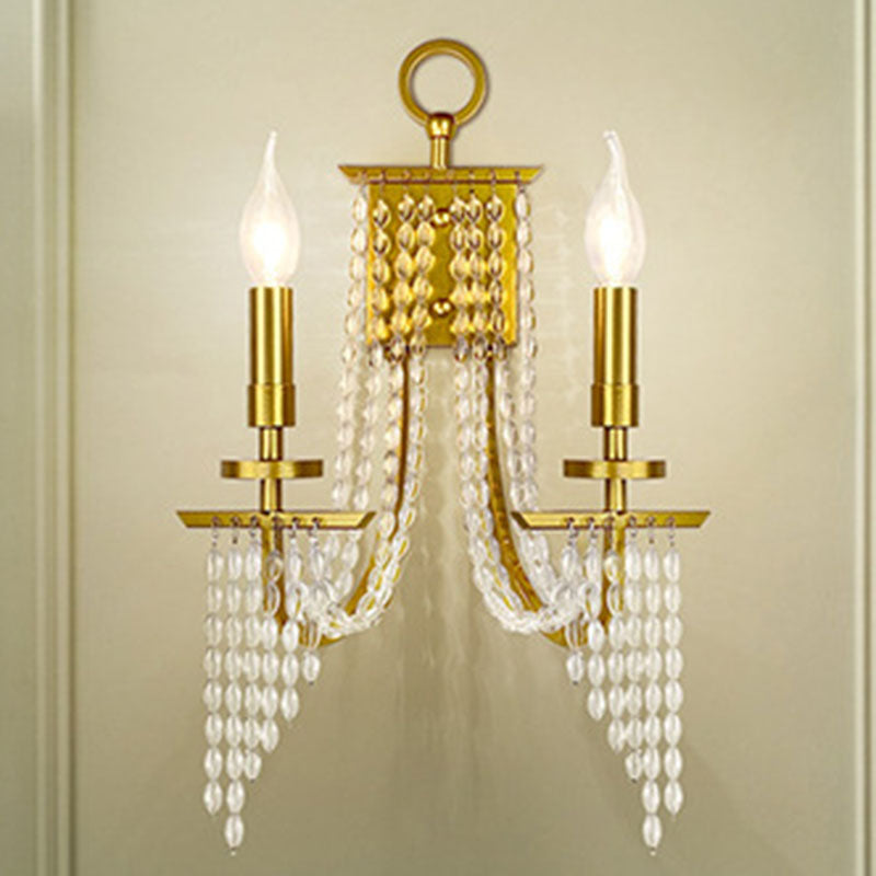 Contemporary Luxury Iron Crystal Candle 1/2 Light Wall Sconce Lamp For Living Room