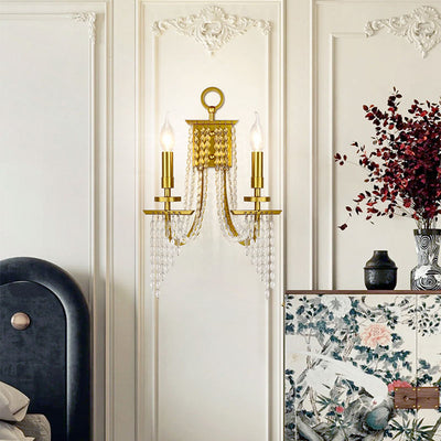 Contemporary Luxury Iron Crystal Candle 1/2 Light Wall Sconce Lamp For Living Room