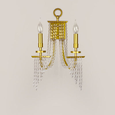 Contemporary Luxury Iron Crystal Candle 1/2 Light Wall Sconce Lamp For Living Room