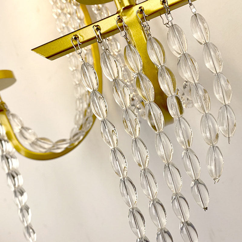 Contemporary Luxury Iron Crystal Candle 1/2 Light Wall Sconce Lamp For Living Room