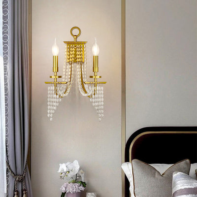 Contemporary Luxury Iron Crystal Candle 1/2 Light Wall Sconce Lamp For Living Room