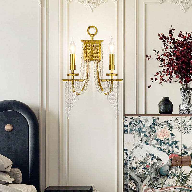 Applique murale contemporaine en fer et cristal de luxe pour bougie 1/2 lumière pour salon 