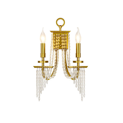 Contemporary Luxury Iron Crystal Candle 1/2 Light Wall Sconce Lamp For Living Room