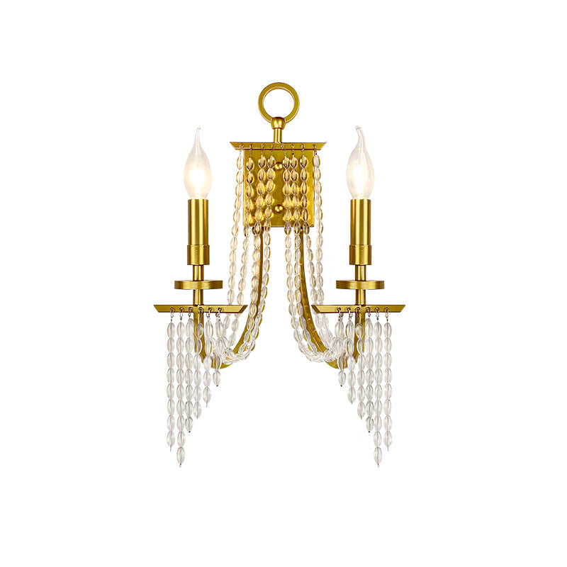 Contemporary Luxury Iron Crystal Candle 1/2 Light Wall Sconce Lamp For Living Room