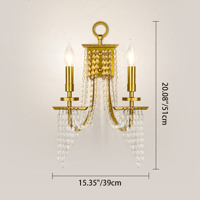 Contemporary Luxury Iron Crystal Candle 1/2 Light Wall Sconce Lamp For Living Room